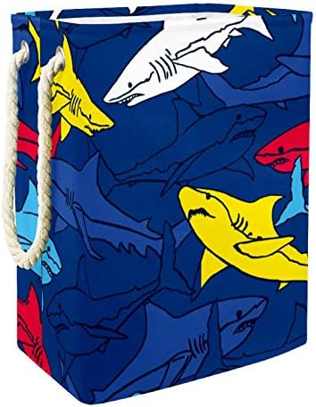 צבעוני כריש גדול כביסת עמיד למים מתקפל בגדי סל סל בגדי צעצוע ארגונית, בית תפאורה לחדר שינה אמבטיה