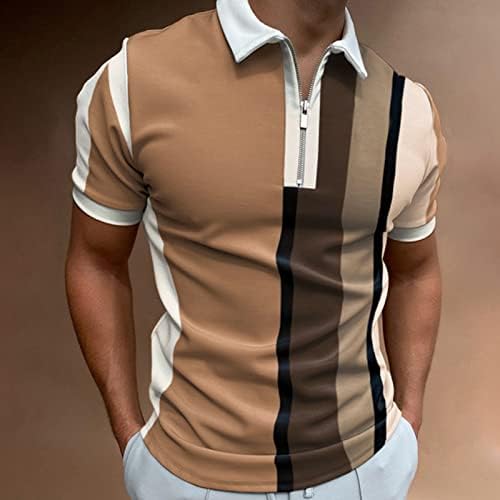 חולצות פולו מזדמנים של XXVR Mens, שרוול קצר בקיץ צווארון צווארון רוכסן רגיל