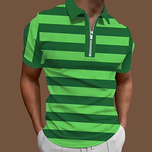 XXBR Mens Zipper חולצות פולו שרוול קצר פס קיץ הדפס טניס טניס צווארון טופ טופ חולצת גולף ספורט ספורט