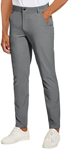 מכנסי גולף של Puli גברים נמתחים רזה מתאימים מהיר יבש משקל קל משקל אטום למים מכנסי טיול מכנסיים עם כיסים