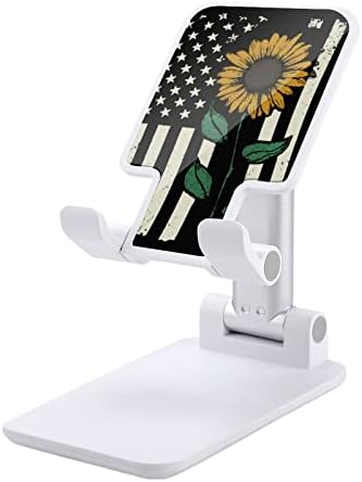 חמניות עם דגל אמריקאי טלפון סלולרי עמדת שולחן עבודה מחזיק טלפון מתקפל זווית גובה מתכווננת מעמד יציב