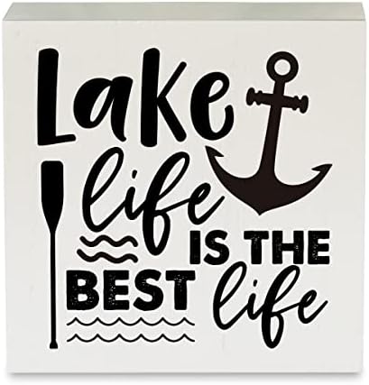 Lake Life הוא מיטב החיים של קופסת העץ של השלט הכפרי של אגם האגם עץ שלט עץ דקורטיבי שלט הקיץ של שלטי
