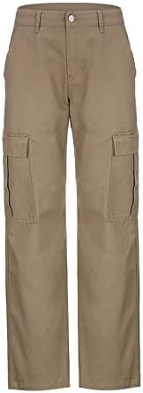 מכנסי מטען רופפים של Dsodan לנשים רטרו רטרו מותניים נמוכים משיכת ג'ינס ישר ג'ינס ישר מכנסיים רחבים מזדמנים