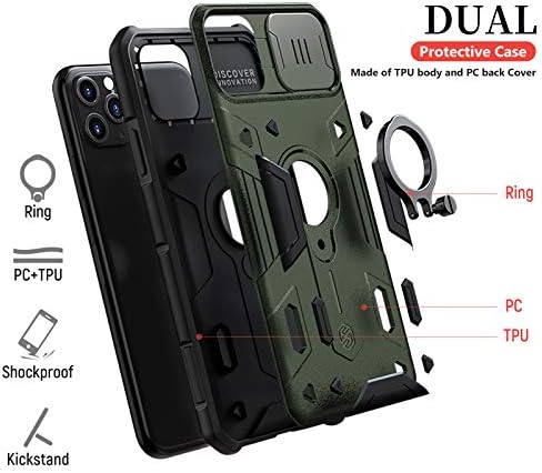 מארז Nillkin iPhone 11 Pro Max, Camshield Armor Case עם כיסוי מצלמת שקופיות, PC & TPU עמיד בפני פגושים