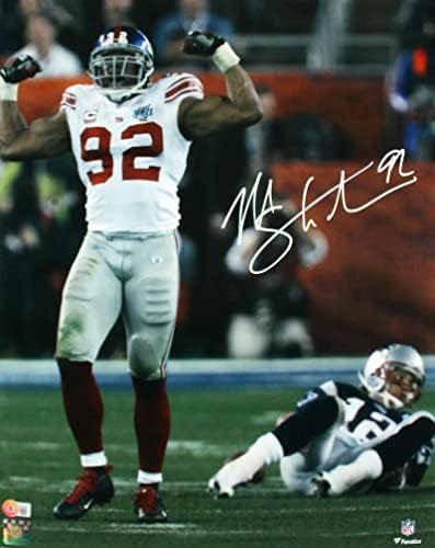 מייקל סטרהאן חתימה בניו יורק ענקים 16x20 Flex White Photo -Beckettw Holo - תמונות NFL עם חתימה