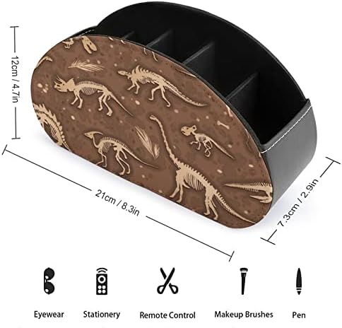 שלדי דינו מאובנים מאובנים טלוויזיה מחזיק בשלט רחוק בשולחן העבודה של מארגן שולחן עבודה קוסמטיקה קוסמטיקה