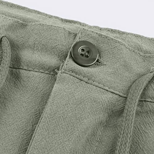 מכנסיים קצרים של Wenkomg1, פשתן כותנה מכנסיים קצרים נושמים קלים גזעי חוף בסיסיים שולטים תחתוני פיג'מה