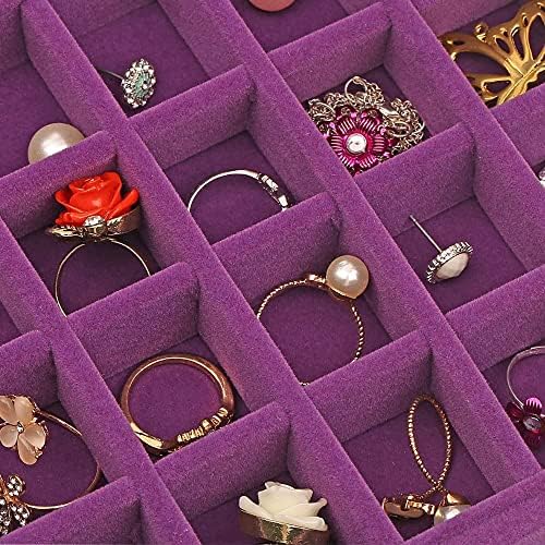 תיבת תכשיטים עגיל קטיפה של Hivory - 24 תכשיטים קטנים של תכשיטים קטנים קופסת מארגן עגיל עם כפתור הצמד
