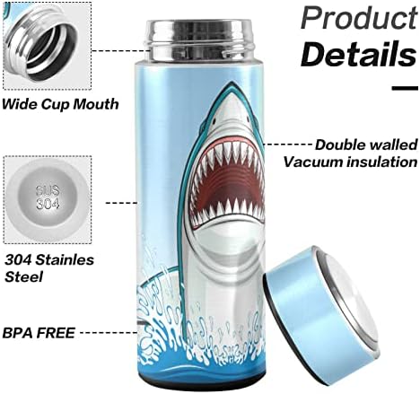 בקבוק מי ים של קטאקו כריש מבודד 16 גרם בקבוק תרמוס של בקבוק נירוסטה למשקה מי קפה כוס ספל אבק רחב לפה