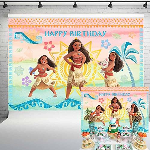 תפאורה של פסטל מואנה למסיבת יום הולדת צבעי מים בצבעי חוף זריחה רקע נסיכה מואנה נושא תצלום תצלום לקינוח
