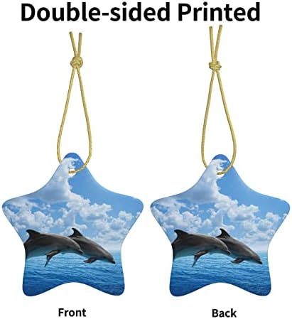 שני דולפינים 2022 תליון קרמיקה לחג המולד לקישוט עץ חג המולד