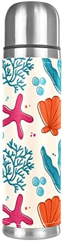 כוכב ים של אלמוגים כוכבי ים ואקום מבודד נירוסטה בקבוקי תרמוס 16oz, הוכחת דליפה לשימוש חוזר בקבוק מים