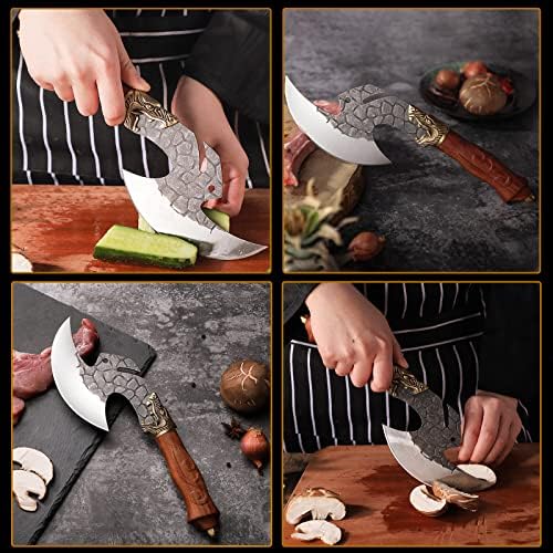 דרקון ויקינג קליבר סכין בשר קליבר סכיני סט יד מזויף קצבי סכיני גבוהה פחמן פלדת מטבח קליבר עם בקבוק פותחן