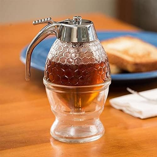 מתקן דבש אקרילי, צנצנת דבש עם מעמד, ללא מתקן דבש בטפטוף * מתנה נהדרת לאוהבי תה במטבח, או לכל מי שאוהב