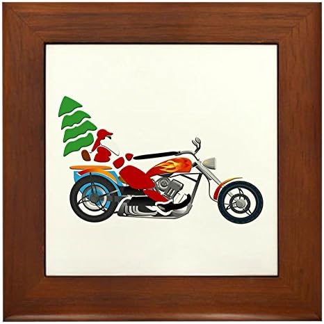 באמת טיג ממוסגר חג אריח אופנוען סנטה על האופנוע שלו / מסוק