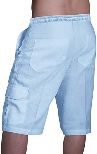 מכנסי מטען Rtrde לגברים מכנסי פשתן כותנה מזדמנים מכנסיים מרובי כיס כושר כושר כושר מכנסי חוף מכנסיים