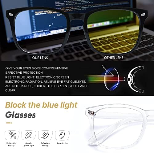 3 חבילה כחול אור חסימת משקפיים - כחול אור משקפיים לנשים מחשב משקפיים אנטי לחץ בעיניים משקפיים קוראים