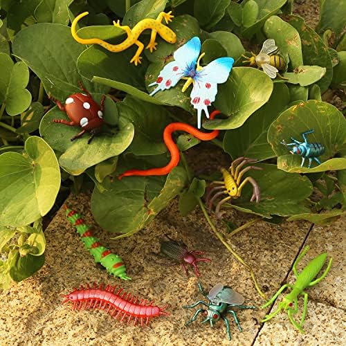100 יחידות מציאותי מיני באגים צעצוע, פלסטיק חרקים צלמיות עבור ילד ילדים פעוט, מזויף לשחק באג עבור חרקים