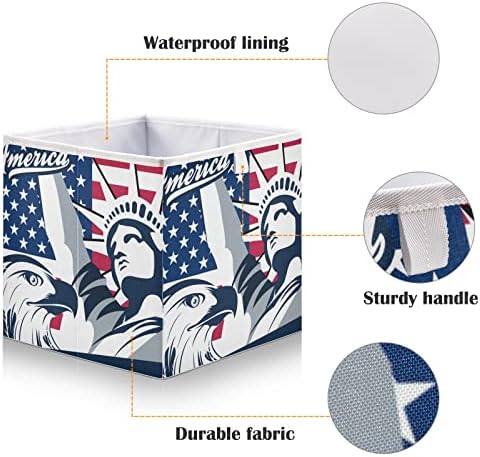 הוק אמריקאי דגל קוביית אחסון סל מתקפל אחסון קוביות עמיד למים צעצוע סל עבור קוביית ארגונית פחי משתלת