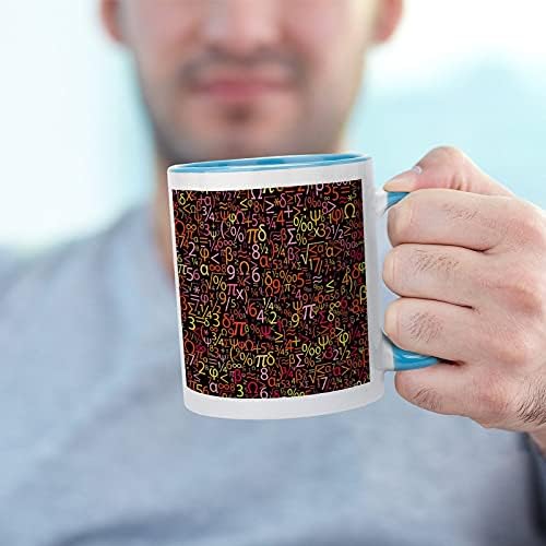 מספרים צבעוניים ספל קפה קרמי עם צבע בפנים וטיפול בכוס תה לנשים גברים בסגנון כחול