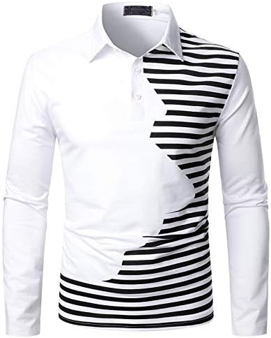 חולצת פולו שרוול ארוך של ZDFER חולצות רזה מזדמנים חולצות ניגודיות טלאים טלאים