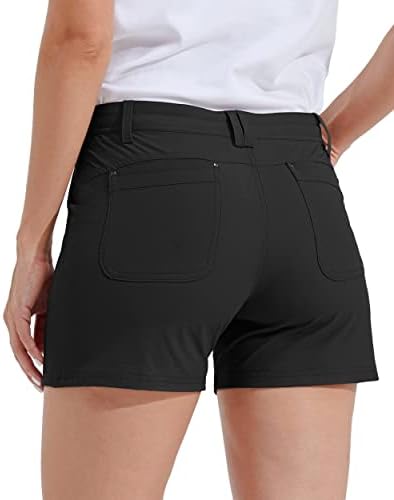 ויליט מכנסי טיול גולף לנשים קצרים מהיר של מכנסי קיץ מזדמנים יבש יבש עם כיסים עמידים במים 4.5