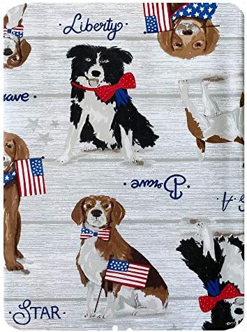 כלבים פטריוטיים של Newbridge ודגל אמריקאי הדפס ויניל פלנל מפת שולחן מגובה, ארהב מקסימה פטריוט חיות מחמד