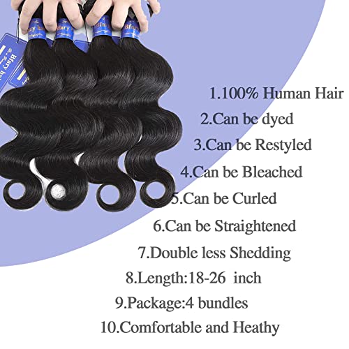 פרי גוף גל 4 חבילות שיער טבעי לנשים שחורות 8 א לא מעובד ברזילאי לא מעובד שיער טבעי הארכת טבעי צבע