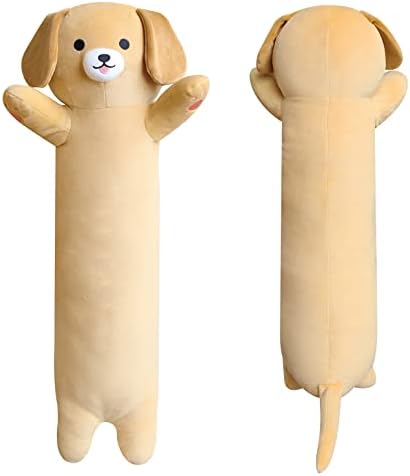 כרית בובי קטיפה ארוכה - כרית גוף כלב חמודה כרית גוף Kawaii כלבים פלושי, בעלי חיים ממולאים כלבים ארוכים