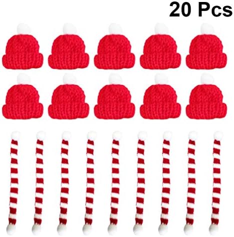 20 יחידות חג המולד מיני לסרוג כובע מיני צעיף חג המולד עץ קישוטי חמוד בובת בגדי אבזר תכשיטי ביצוע עשה