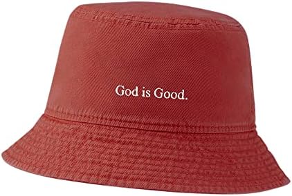 כובע דלי של Lexiuyibai לגברים נשים אלוהים הוא כובעי דלי כותנה שטופים רקומים.