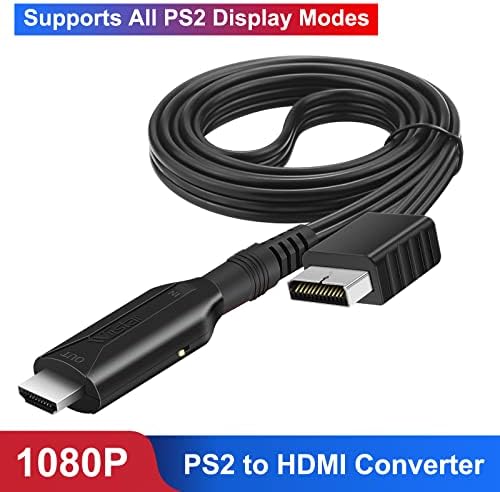 PS2 ל- HDMI ממיר מתאם וידאו ממיר PS2 לכבל מתאם HDMI 1M/3.2ft עבור צג HDTV HDMI תומך בכל מצבי התצוגה