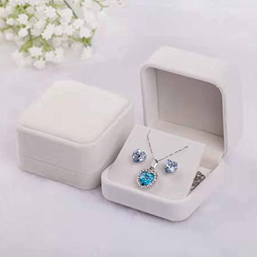 פיאדה סט של 2 לבן קטיפה טבעת תיבת עגיל מקרה תכשיטי מתנת קופסות חתונה האהבה יום טבעות מתנת מקרה