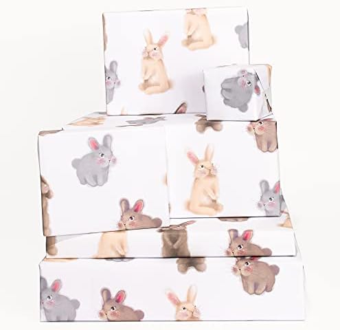 מרכזי 23-ארנב פסחא גלישת נייר עבור בנות ילדים בנים - 6 גיליונות של מתנה לעטוף עבור בנים-פלאפי ארנבות-עבור