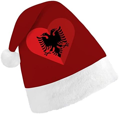 אלבניה שטוח לב דגל חג המולד כובע סנטה כובע מצחיק חג המולד כובעי חג מסיבת כובעי עבור נשים / גברים