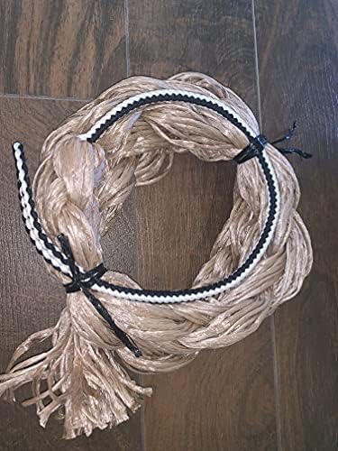 Ept Bull Ropes Adddle Bronc מושכות חוט שחור לבן רך נוסף על Tan Poly 6 '