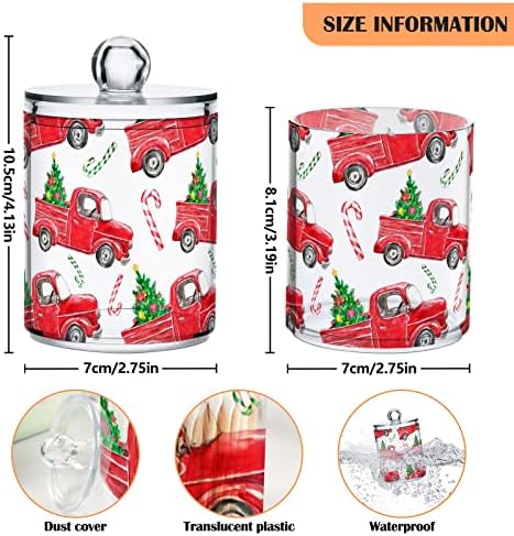 משאית אדומה לחג המולד מחזיקת ספוגית כותנה מיכלי אמבטיה צנצנות עם מכסים מכוונים כרית כותנה כרית כרית