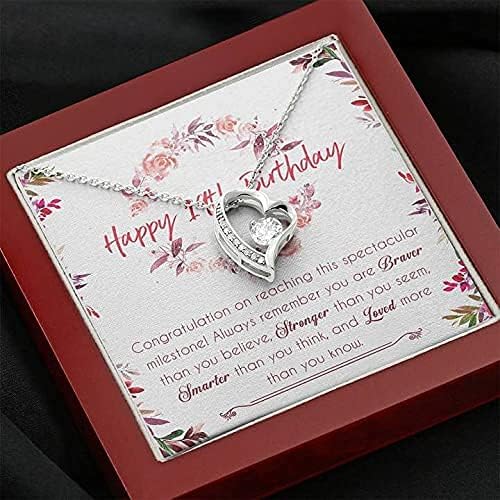 שרשרת בעבודת יד - כרטיס הודעה לנצח של שרשרת אהבה, יום הולדת 19 לבנות, שרשרת יום הולדת 19 מתנה, מתנה