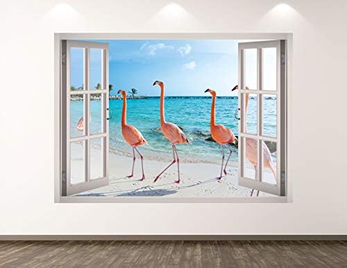 קיר פלמינגו קיר מדבקות אמנות תפאורה 3D חלון חוף מדבקת ציפור ציפור קיר חדר ילדים מתנה בהתאמה אישית BL172