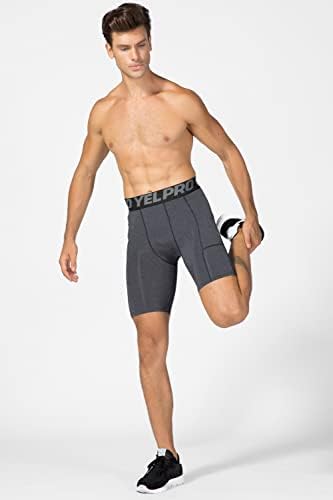 מכנסי דחיסה לגברים של יורליאן קצרים בקצרים תחתוני ספורט יבש מכנסיים קצרים המריצים טייץ 'עם כיסים