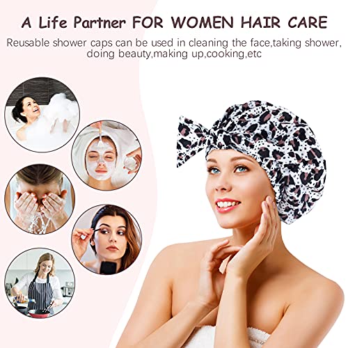 כובע מקלחת לנשים שיער ארוך לשימוש חוזר, כובעי שיער גדולים מקלחת אלסטיים אלסטיים לאופאר טורבן טורבן מכסי