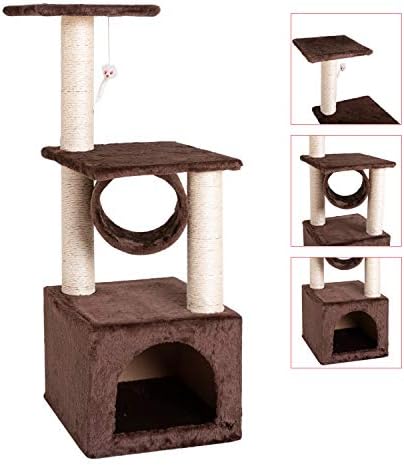 3 קומות מוצק חמוד סיסל חבל קטיפה חתול לטפס עץ חתול מגדל, חתול עץ דירה עם מגרד הודעות לחתולים & מגבר;