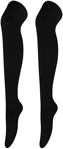 גרביים גבוהות בירך לנשים כותנה בצבע אחיד גרביים אתלטיים נושמים גרבי טיולים לנשים גרבי דחיסה לנשים שחור