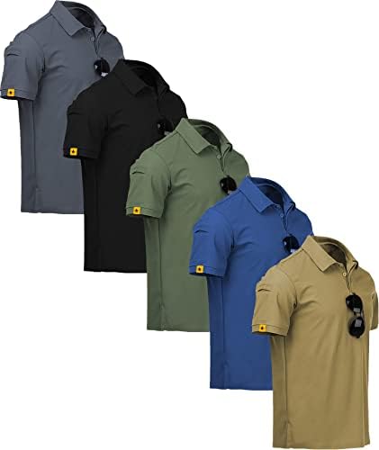 Swisswell 3 חבילה חולצת פולו גולף לגברים שרוול קצר לחות לחולצות צווארון מזדמן קיץ