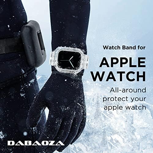 Dabaoza תואם ללהקת Apple Watch ברורה 45 ממ 44 ממ 42 ממ 41 ממ 40 ממ 38 ממ אולטרה, גברים נשים שעונים עם
