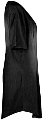 נשים של קצר שרוול מזדמן ג ' ינס שמלות צווארון עגול בציר במצוקה שטף מיני שמלת אופנה רופף בכושר חולצה