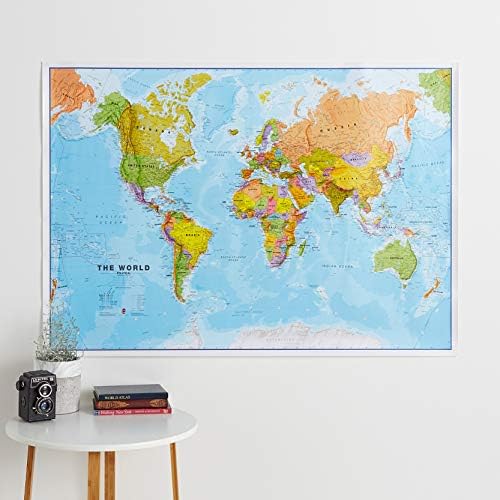 מפות מפת קיר עולמית בינלאומית-מפת פוסטר העולם-למינציה קדמית - 33 על 47