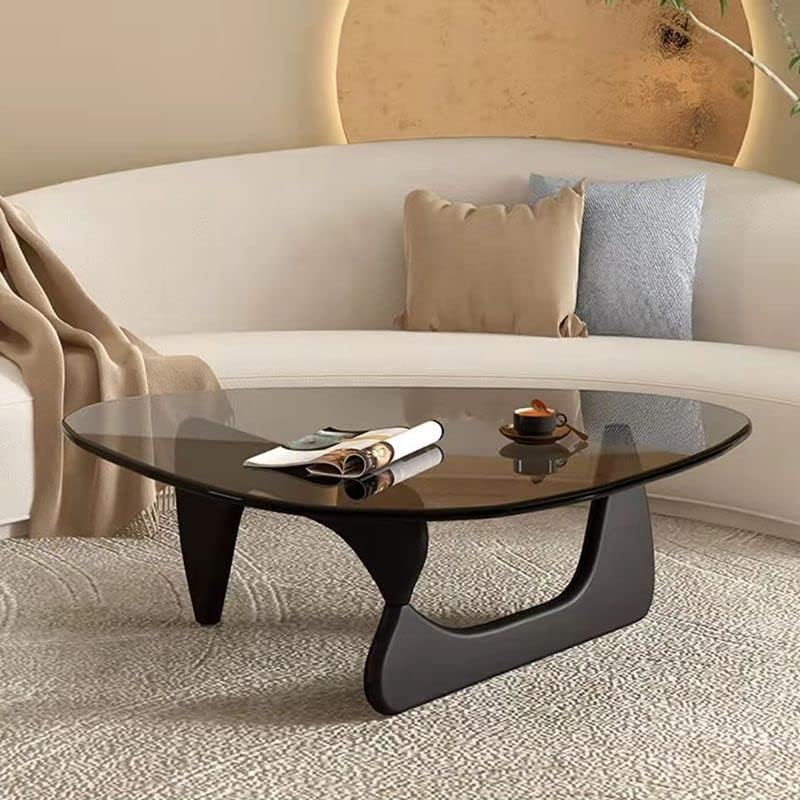עבודת יד קפה שולחן, מודרני 11.7 עכשווי מופשט עץ בסיס סדיר זכוכית למעלה קפה שולחן שולחן צד סוף שולחן