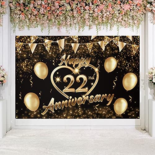 שמח 70 שנה רקע באנר דקור שחור זהב-גליטר אהבת לב שמח 70 שנים חתונה מסיבת יום נישואים נושא קישוטי עבור