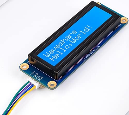 WAVESHARE LCD1602 I2C מודול AIP31068 בקר, תווים של 16x2 תווים LCD, צבע לבן עם רקע כחול 3.3 וולט/5V,